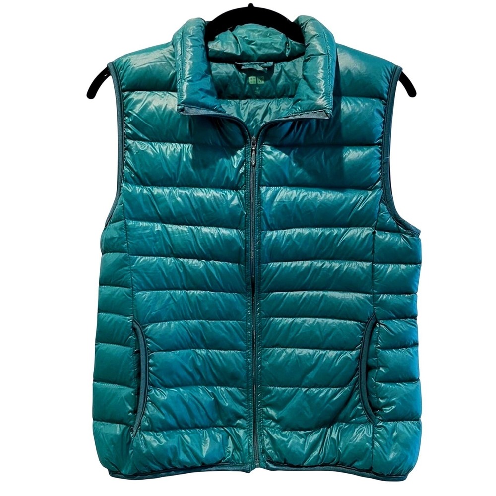 Uniqlo Ultra‎ Light Down Puffer Vest Teal Quilted Sleeveless Jacket Womens M